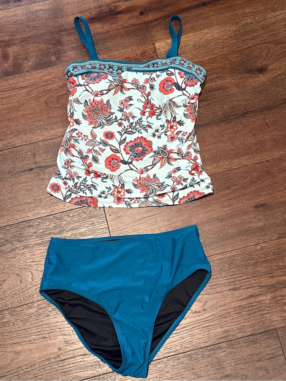 NWT Womens Teal Floral Tankini Set - Brand - Picture 2 of 4
